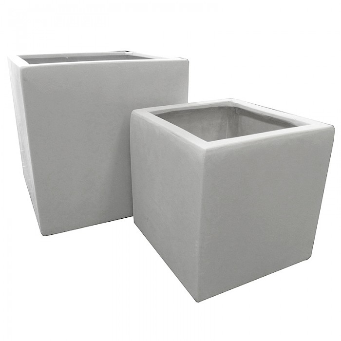 Polystone Cubic Box White 30cm